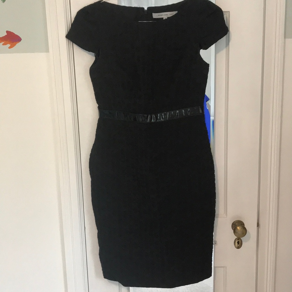 Carmen Marc Valvo black textured dress